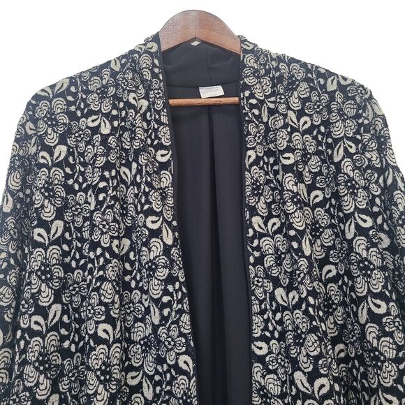 Kaileigh Clementina Lace Overlay Kimono Black Size 2X Open Drape Cardigan - Picture 2 of 10